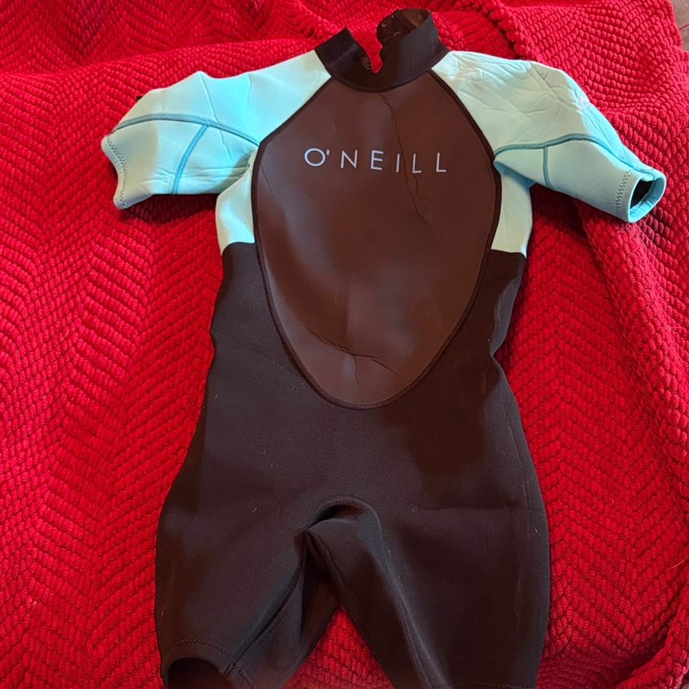 O'Neill Aqua and black Shorty Wetsuit kids size 12